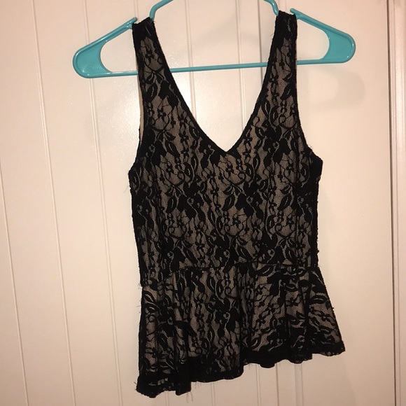 Lily white nude and black peplum top, size small - Picture 1 of 3